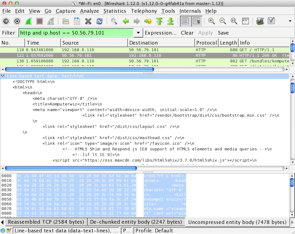 HTTP packet in Wireshark
